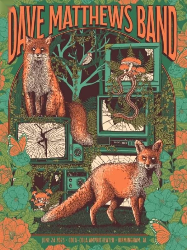 Dustin Wyatt — Dave Matthews Band, Coca-Cola Amphitheater, Birmingham, AL · Jun 24, 2025 Foil Poster