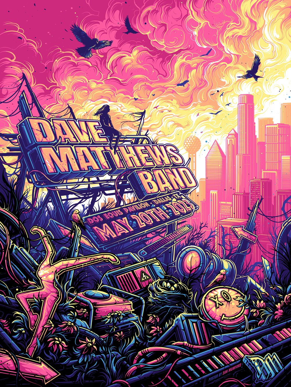 Dan Mumford — Dave Matthews Band, Dos Equis Pavilion, Dallas, TX · May 20, 2023 Artist Poster