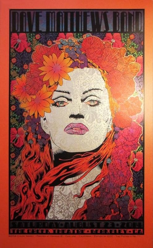 Chuck Sperry — Dave Matthews Band, William Randolph Hearst Greek Theatre (The University of California, Berkeley), Berkeley, CA · Aug 23, 2014 Variant Poster