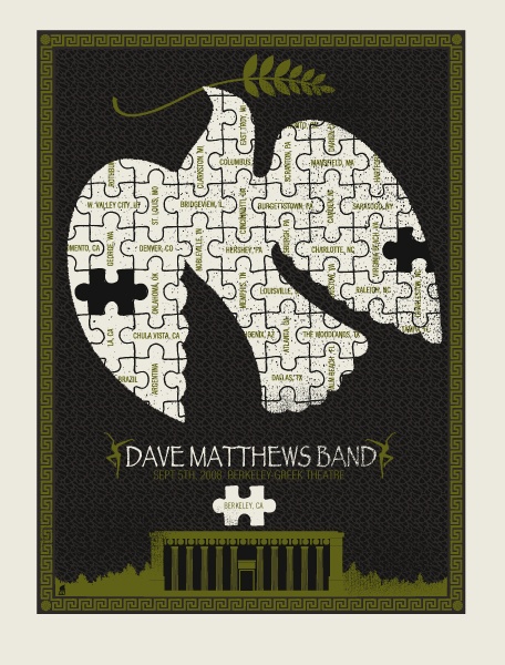 Methane Studios — Dave Matthews Band, William Randolph Hearst Greek Theatre (The University of California, Berkeley), Berkeley, CA · Sep 5, 2008 Poster