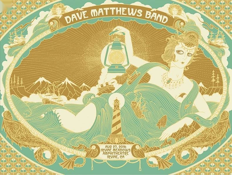 Kyler Martz — Dave Matthews Band, Irvine Meadows Amphitheatre, Irvine, CA · Aug 27, 2016 Artist Poster