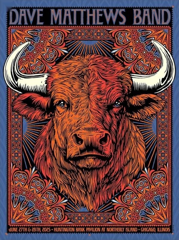Todd Slater — Dave Matthews Band, Huntington Bank Pavilion at Northerly Island, Chicago, IL · Jun 27, 2025 Variant Poster