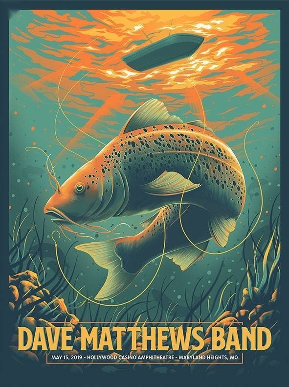 Arno Kiss — Dave Matthews Band, Hollywood Casino Amphitheatre, Maryland Heights, MO · May 15, 2019 Artist Poster