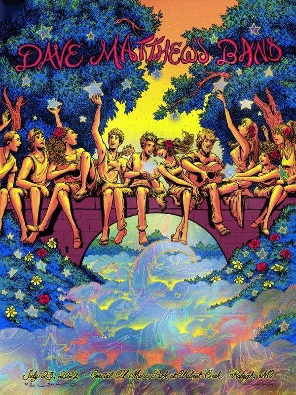 James Flames — Dave Matthews Band, Coastal Credit Union Music Park at Walnut Creek, Raleigh, NC · Jul 23, 2021 Artist Foil Poster