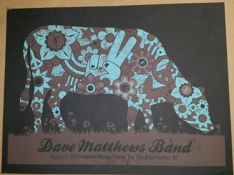 Methane Studios — Dave Matthews Band, Bethel Woods Center for the Arts, Bethel, NY · Aug 5, 2009 Variant Poster