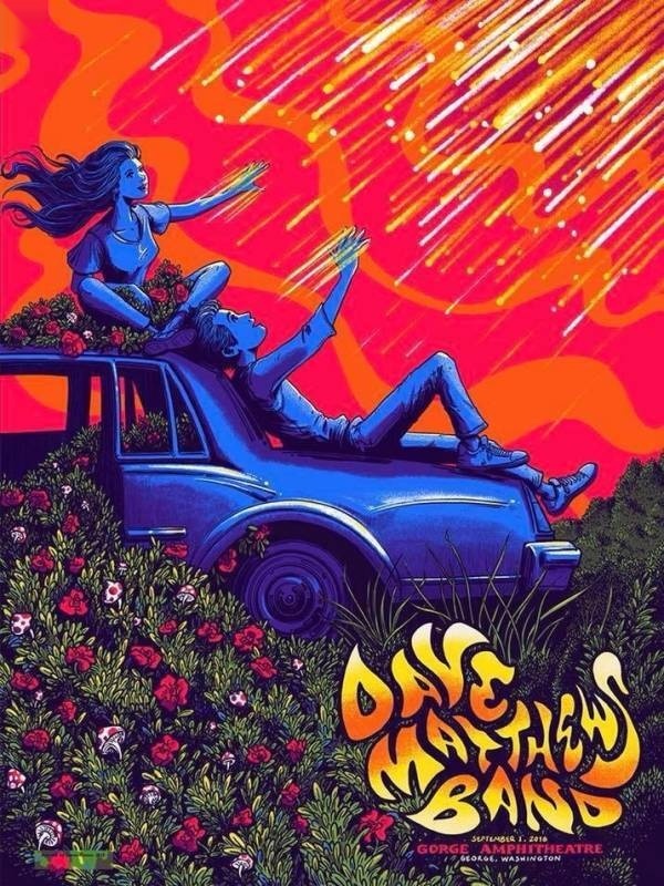 James Flames — Dave Matthews Band, The Gorge Amphitheatre, George, WA · Aug 31, 2018 Artist Poster