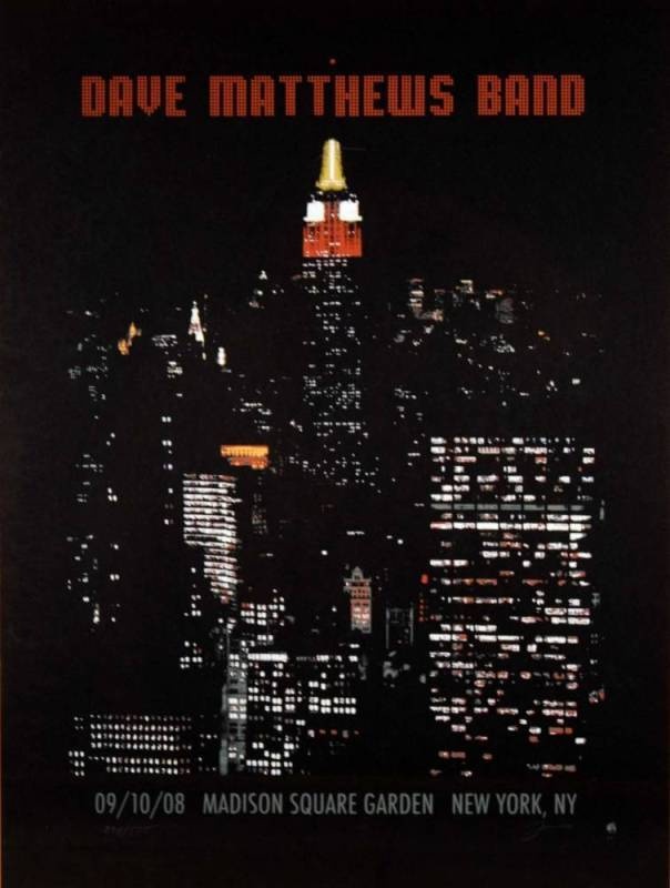Methane Studios — Dave Matthews Band, Madison Square Garden, New York, NY · Sep 10, 2008 Artist Poster
