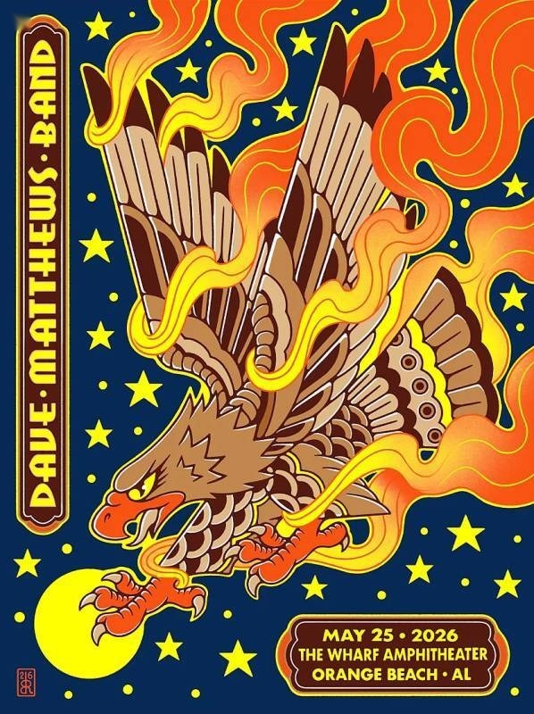 Bene Rohlmann — Dave Matthews Band, The Wharf Amphitheater, Orange Beach, AL · May 25, 2026 Artist Poster