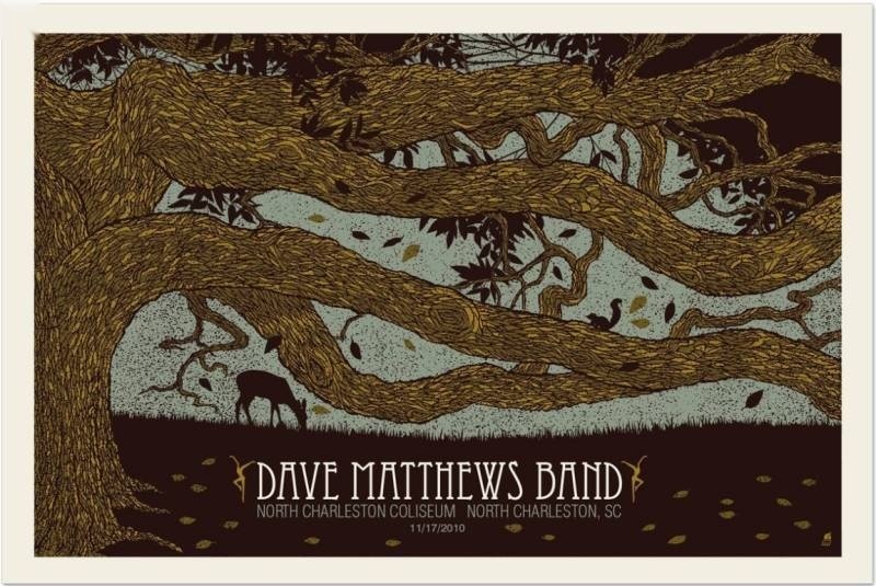 Methane Studios — Dave Matthews Band, North Charleston Col, N. Charleston, SC · Nov 17, 2010 Artist Proof Poster