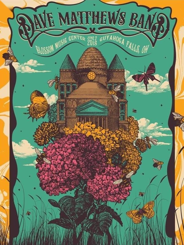 Justin Helton (Status Serigraph) — Dave Matthews Band, Blossom Music Center, Cuyahoga Falls, OH · Jun 2, 2018 Artist Poster