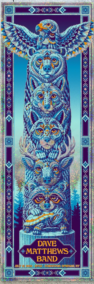 Ben Kwok (BIOWORKZ) — Dave Matthews Band, Saratoga Performing Arts Center, Saratoga Springs, NY · Jul 18, 2026 Artist Foil Poster