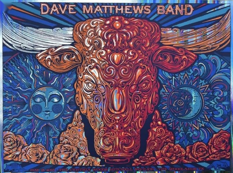 Todd Slater — Dave Matthews Band, The Cynthia Woods Mitchell Pavilion, The Woodlands, TX · May 19, 2023 Show Foil Poster