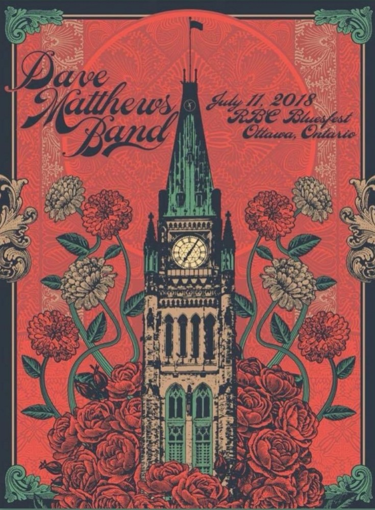 Justin Helton (Status Serigraph) — Dave Matthews Band, LeBreton Flats Park, Ottawa, ON, CAN · Jul 11, 2018 Poster