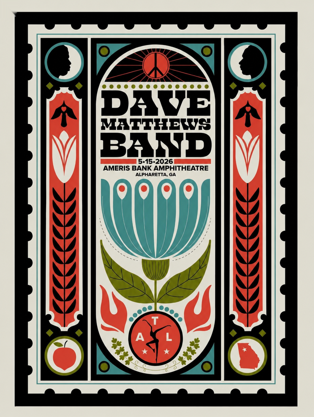Methane Studios — Dave Matthews Band, Ameris Bank Amphitheatre, Alpharetta, GA · May 15, 2026 Poster