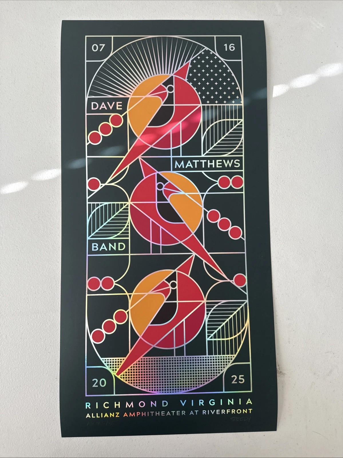 Brian Steely — Dave Matthews Band, Allianz Amphitheater at Riverfront, Richmond, VA · Jul 16, 2025 Artist Foil Poster
