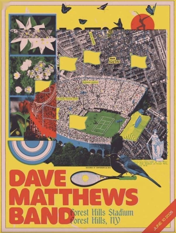 Kamp Ground Designs — Dave Matthews Band, Forest Hills Stadium, Forest Hills, NY · Jun 10, 2026 Artist Poster