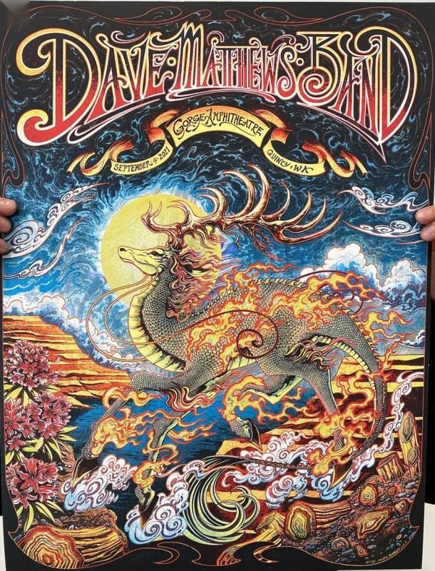 Miles Tsang — Dave Matthews Band, The Gorge Amphitheatre, George, WA · Sep 4, 2021 Artist Foil Poster