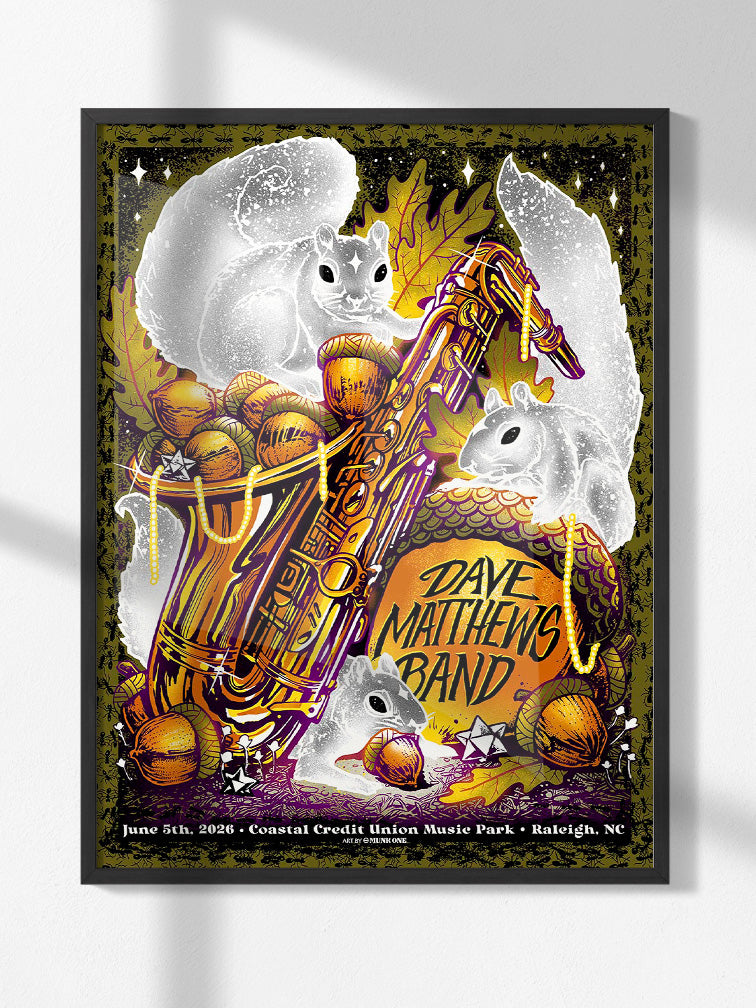 Munk One — Dave Matthews Band, Coastal Credit Union Music Park at Walnut Creek, Raleigh, NC · Jun 5, 2026 Artist Proof Poster