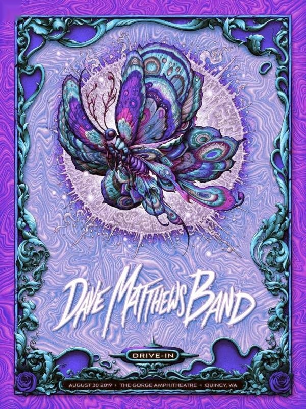 N.C. Winters — Dave Matthews Band, The Gorge Amphitheatre, George, WA · Aug 30 – Sep 1, 2019 Variant Poster