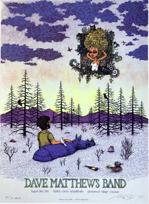 Marq Spusta — Dave Matthews Band, Fiddler's Green Amphitheatre, Greenwood Village, CO · Aug 24, 2019 Variant Poster