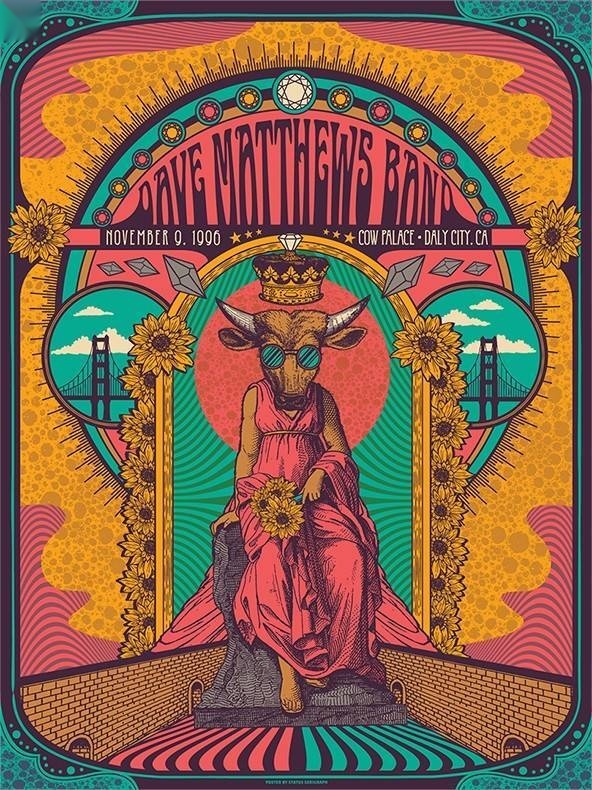 Justin Helton (Status Serigraph) — Dave Matthews Band, Cow Palace, Daly City, CA · Nov 9, 1996 Foil Poster