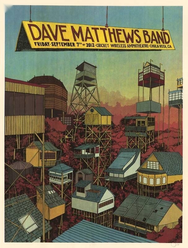 Landland — Dave Matthews Band, Cricket Wireless Amphitheatre, Chula Vista, CA · Sep 7, 2012 Artist Proof Poster