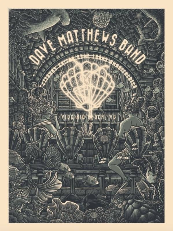 Luke Martin — Dave Matthews Band, Veterans United Home Loans Amphitheater at Virginia Beach, Virginia Beach, VA · Aug 28, 2021 Variant Poster