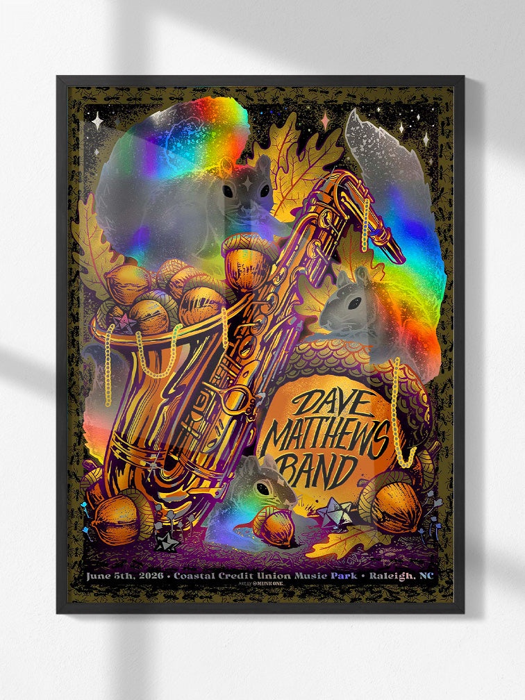 Munk One — Dave Matthews Band, Coastal Credit Union Music Park at Walnut Creek, Raleigh, NC · Jun 5, 2026 Artist Foil Poster