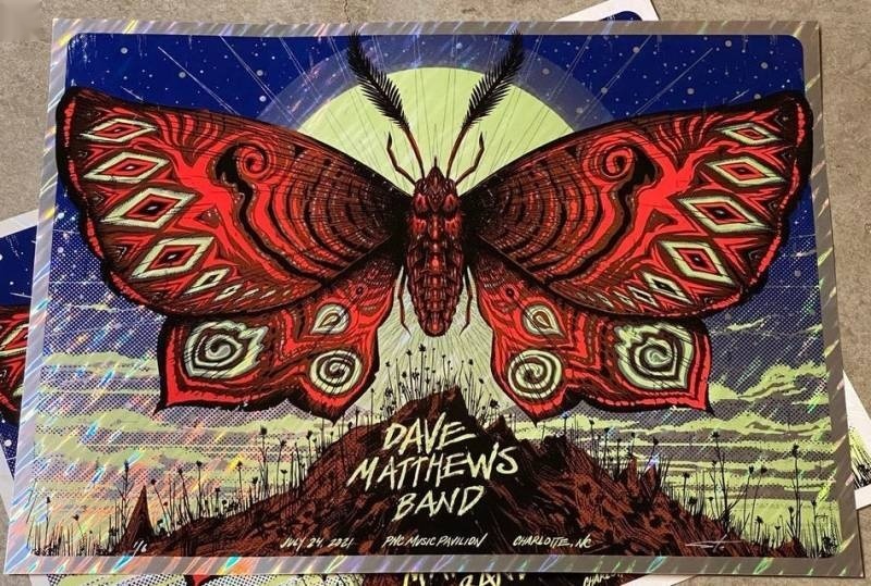 Jeff Soto — Dave Matthews Band, PNC Music Pavilion, Charlotte, NC · Jul 24, 2021 Foil Poster