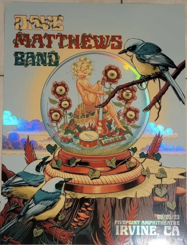 Pedro Correa — Dave Matthews Band, Five Point Amphitheatre, Irvine, CA · Aug 25, 2023 Show Foil Poster