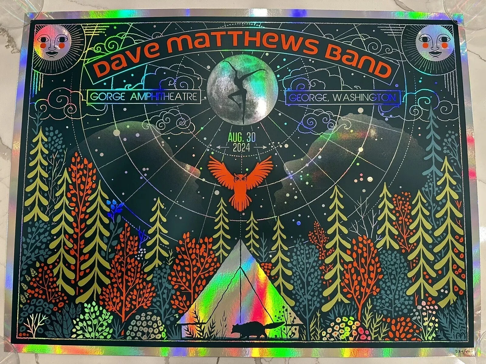 Methane Studios — Dave Matthews Band, The Gorge Amphitheatre, George, WA · Aug 30, 2024 Show Foil Poster