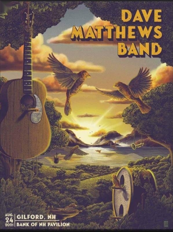 Bailey Race — Dave Matthews Band, Bank of New Hampshire Pavilion, Gilford, NH · Aug 24, 2021 Show Foil Poster
