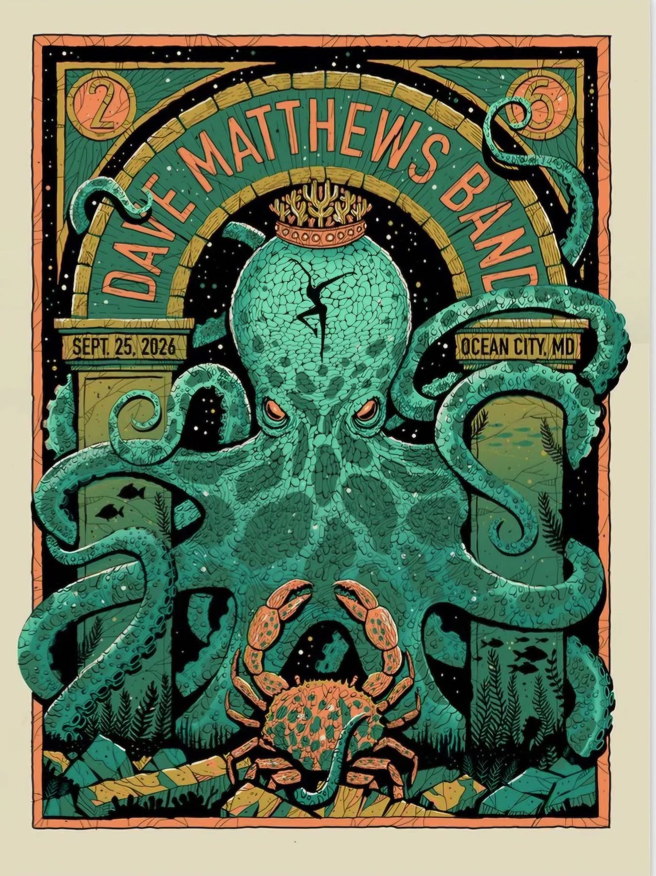 Methane Studios — Dave Matthews Band, Ocean City Inlet Beach, Ocean City, MD · Sep 25, 2026 Show Poster