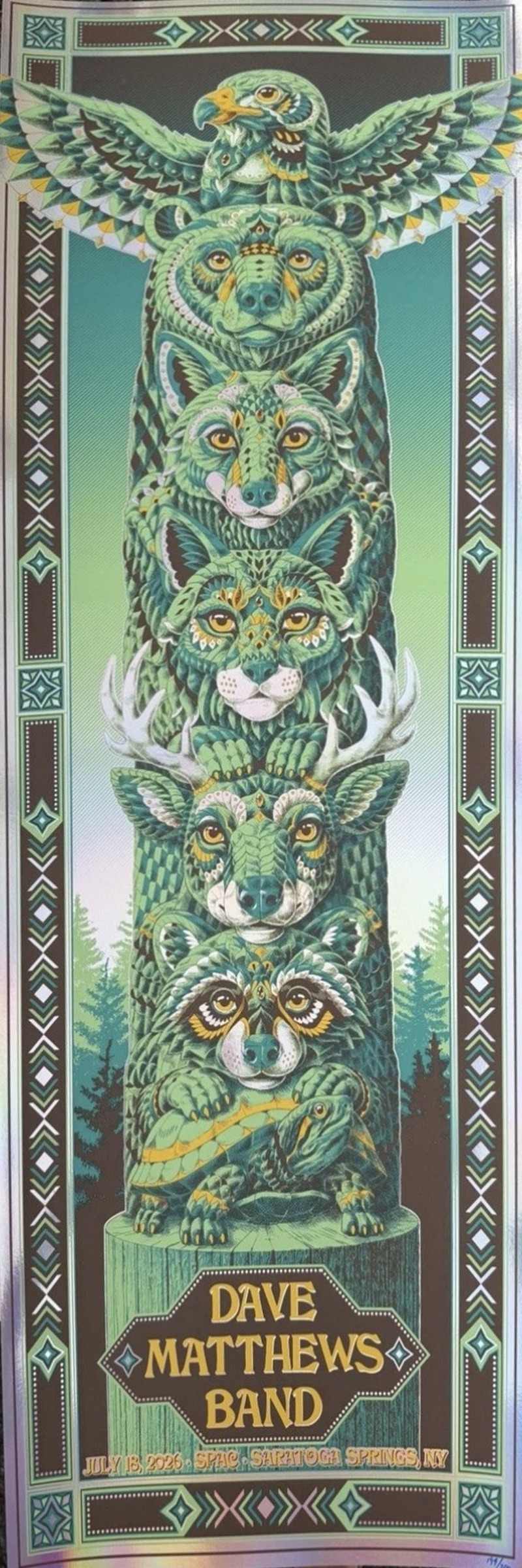Ben Kwok (BIOWORKZ) — Dave Matthews Band, Saratoga Performing Arts Center, Saratoga Springs, NY · Jul 18, 2026 Show Foil Poster