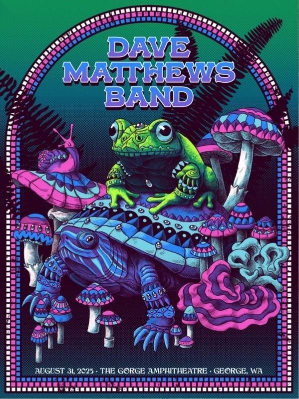 Ben Kwok (BIOWORKZ) — Dave Matthews Band, The Gorge Amphitheatre, George, WA · Aug 31, 2025 Artist Poster