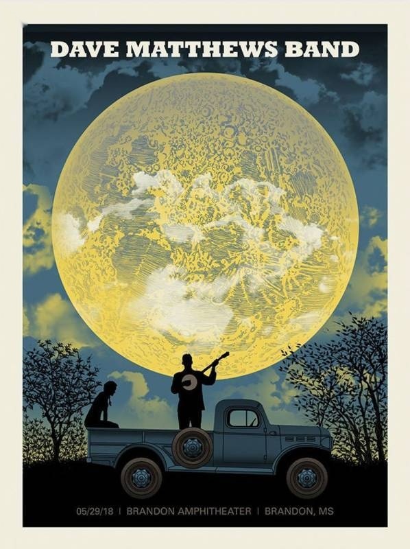 Methane Studios — Dave Matthews Band, Brandon Amphitheater, Brandon, MS · May 29, 2018 Artist Poster