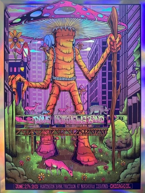Jim Mazza — Dave Matthews Band, Huntington Bank Pavilion at Northerly Island, Chicago, IL · Jun 27, 2025 Artist Foil Poster