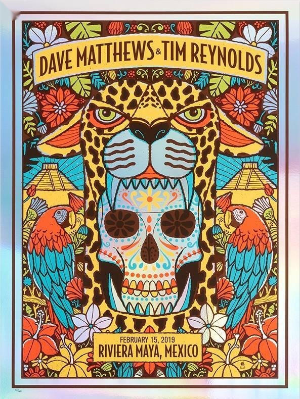 Methane Studios — Dave Matthews Band, Playa Azul, Riviera Maya, MEX · Feb 15, 2019 Foil Poster