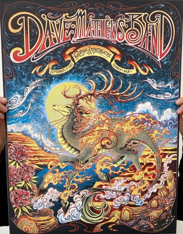 Miles Tsang — Dave Matthews Band, The Gorge Amphitheatre, George, WA · Sep 4, 2021 Show Foil Poster