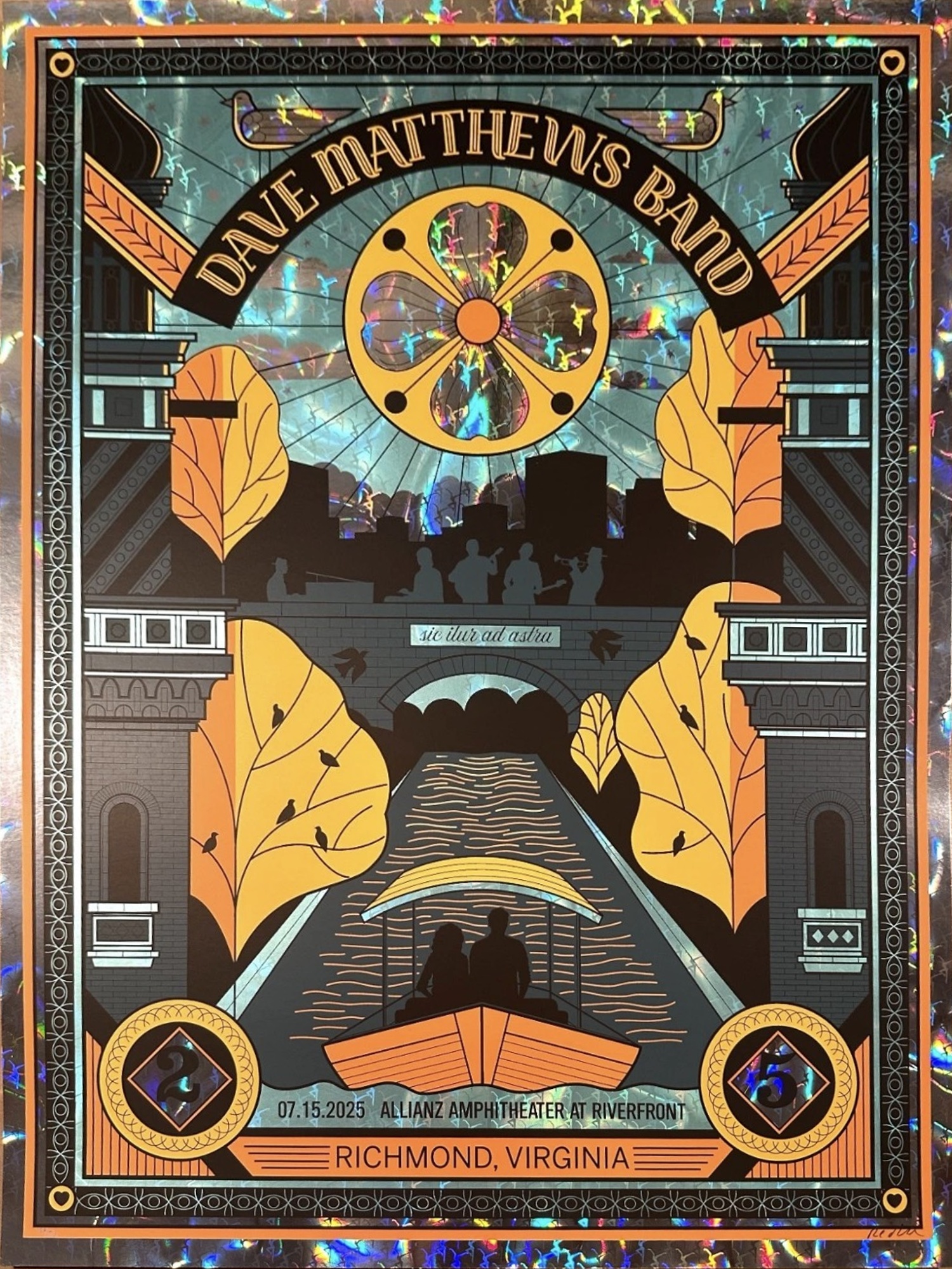Methane Studios — Dave Matthews Band, Allianz Amphitheater at Riverfront, Richmond, VA · Jul 15, 2025 Show Foil Poster