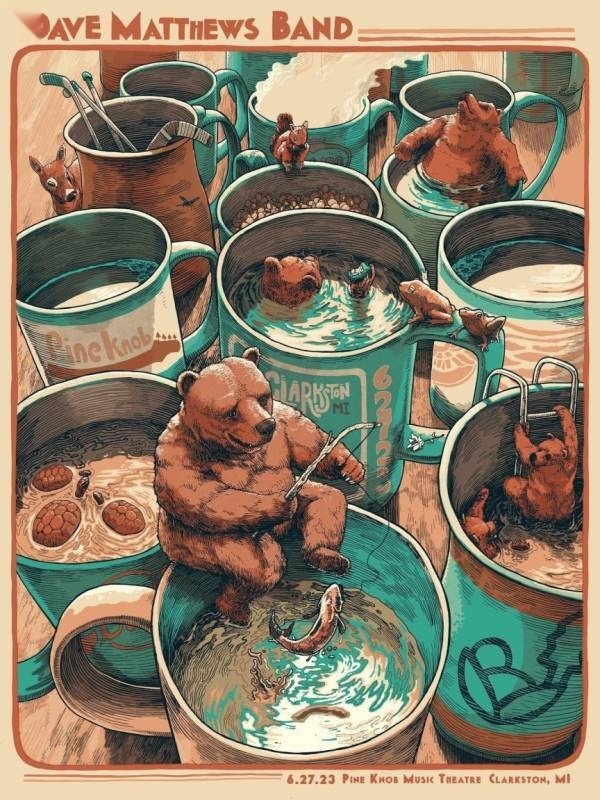 Dave Kloc — Dave Matthews Band, Pine Knob Music Theatre, Clarkston, MI · Jun 27, 2023 Artist Poster