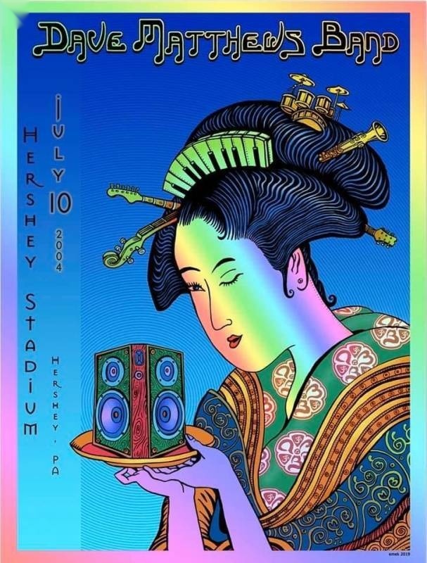 EMEK — Dave Matthews Band, Hershey Park Stadium, Hershey, PA · Jul 10, 2004 Foil Poster