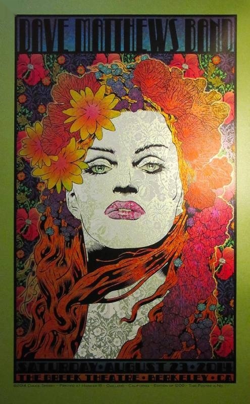 Chuck Sperry — Dave Matthews Band, William Randolph Hearst Greek Theatre (The University of California, Berkeley), Berkeley, CA · Aug 23, 2014 Variant Poster
