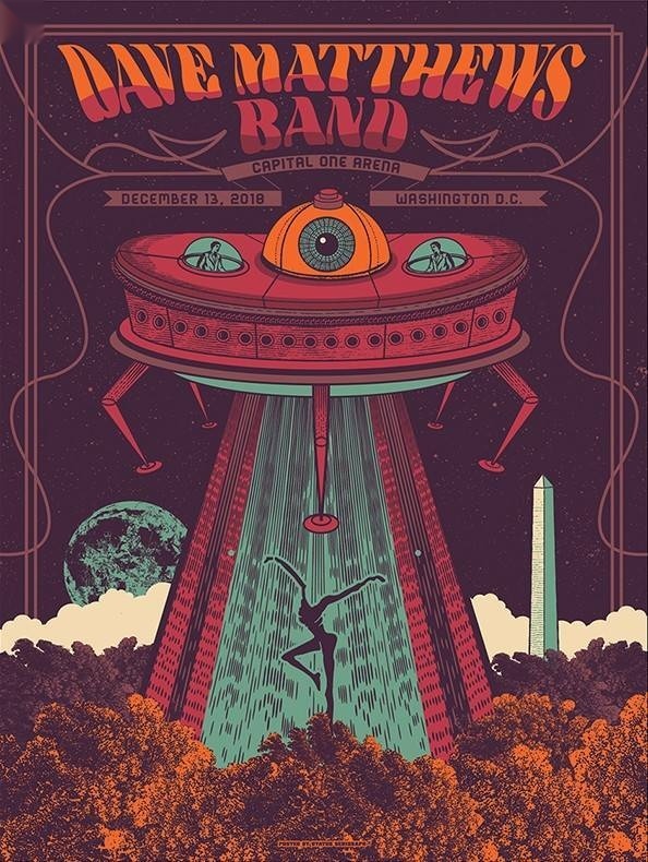 Justin Helton (Status Serigraph) — Dave Matthews Band, Capital One Arena, Washington, DC · Dec 13, 2018 Artist Poster