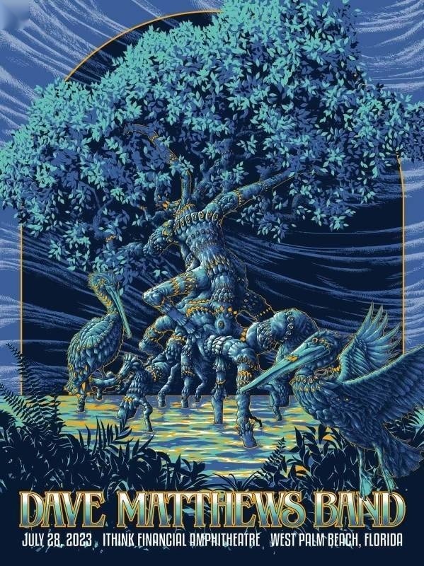 Ben Kwok (BIOWORKZ) — Dave Matthews Band, iTHINK Financial Amphitheatre, West Palm Beach, FL · Jul 28, 2023 Artist Poster