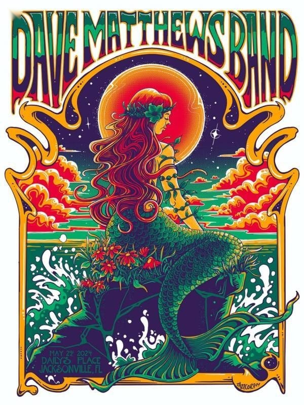 ZazzCorp (Helen Kennedy) — Dave Matthews Band, Daily's Place, Jacksonville, FL · May 29, 2024 Artist Poster