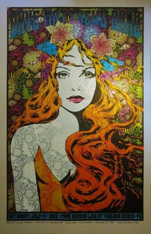 Chuck Sperry — Dave Matthews Band, Veterans United Home Loans Amphitheater at Virginia Beach, Virginia Beach, VA · Jul 11, 2015 Variant Poster