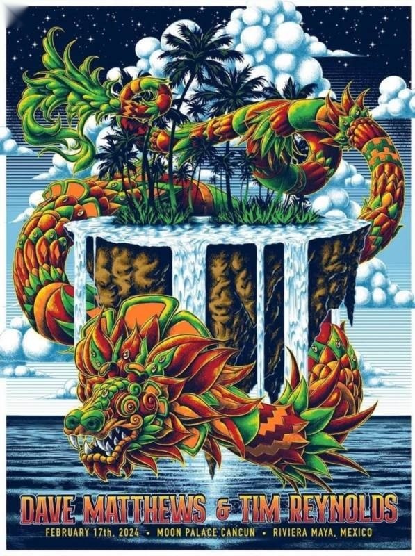 Ben Kwok (BIOWORKZ) — Dave Matthews Band, Moon Palace Golf & Spa Resort, Cancún, MEX · Feb 17, 2024 Artist Poster