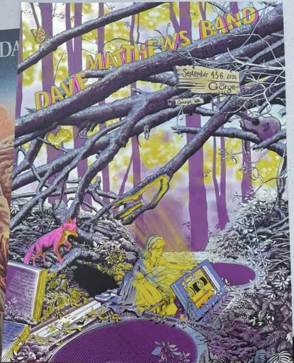 James Flames — Dave Matthews Band, The Gorge Amphitheatre, George, WA · Sep 4–6, 2026 Show Foil Poster