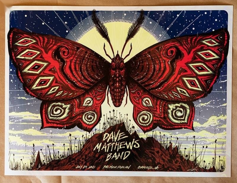Jeff Soto — Dave Matthews Band, PNC Music Pavilion, Charlotte, NC · Jul 24, 2021 Foil Poster